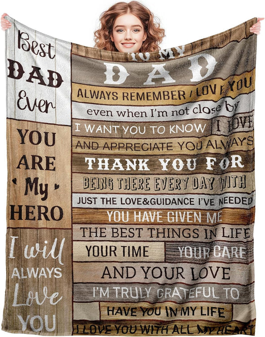 To My Dad Always Remember I Love You Soft Flannel Throw Blanket Gifts for Dad, Birthday, Father's Day, for Dad
