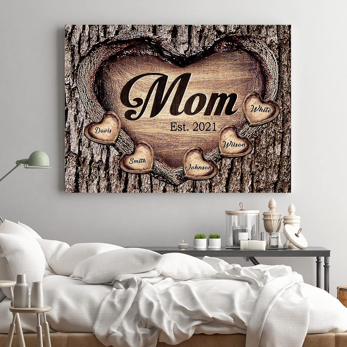 Personalized Mother's Day Gifts for Mom from Son Daughter Unique Birthday Presents for Mom Custom Heart Canvas Prints Rustic Wall Art Home Decor