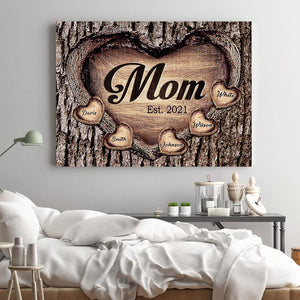 Personalized Mother's Day Gifts for Mom from Son Daughter Unique Birthday Presents for Mom Custom Heart Canvas Prints Rustic Wall Art Home Decor