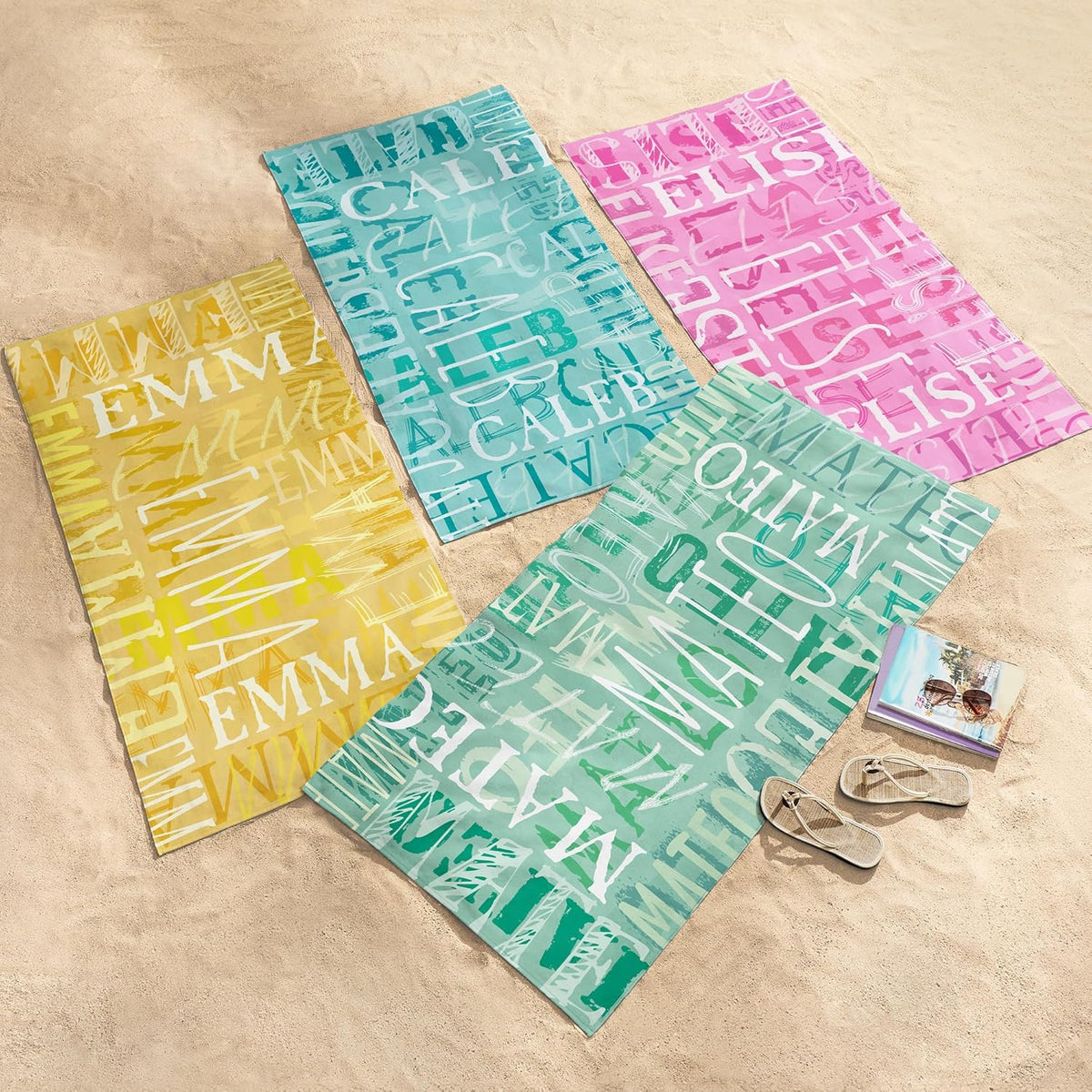 Let's Make Memories Personalized Beach Towel - Custom Cotton/Poly Blend Pool Towel - Personalize with Your Name - Standard Size - Hot Pink
