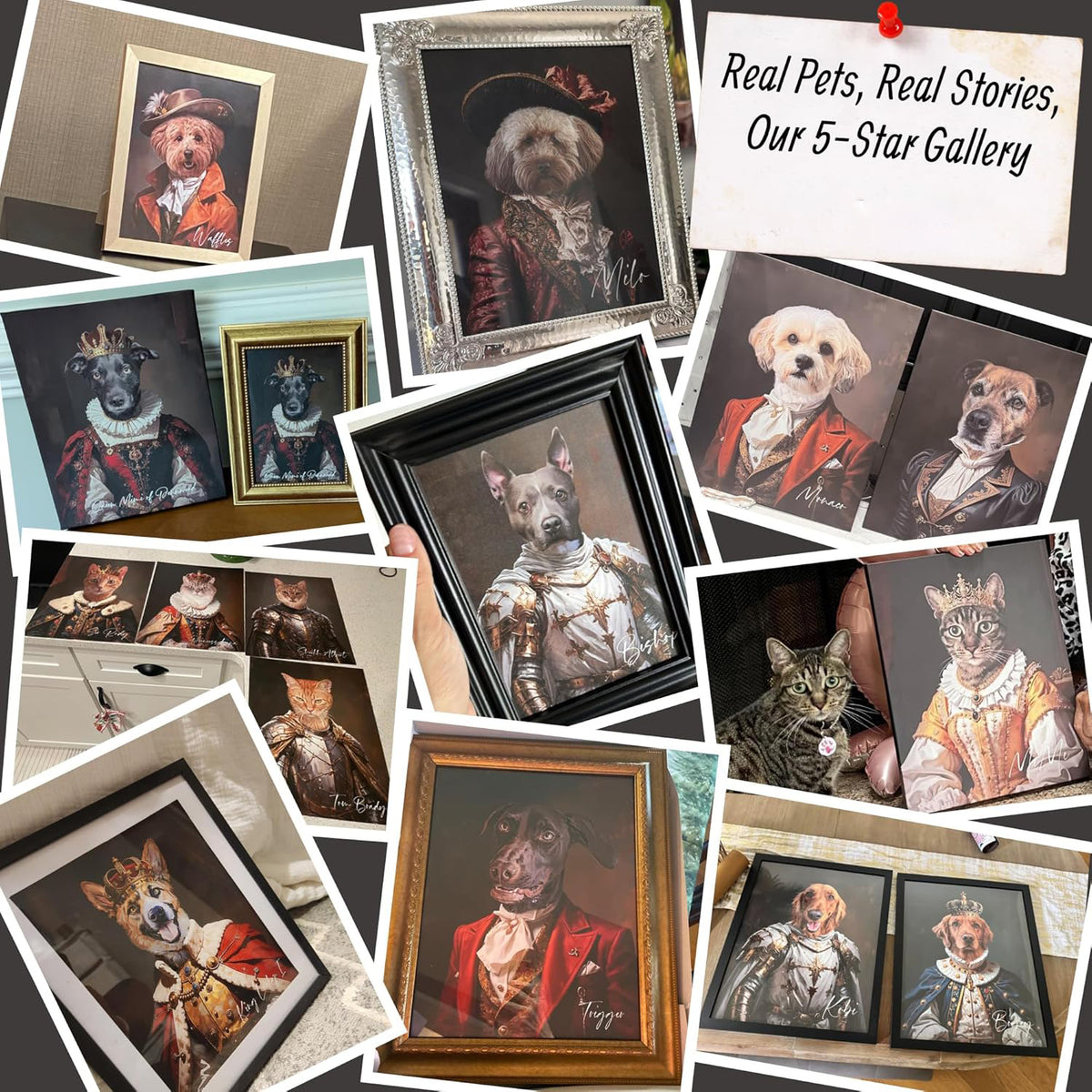 Custom Pet Portrait from Photo,Cat/Dog Memorial Gifts,Personalized Dog Wall Art poster/canvas in Royal Oil Painting Style,Funny dog Portraits (King)