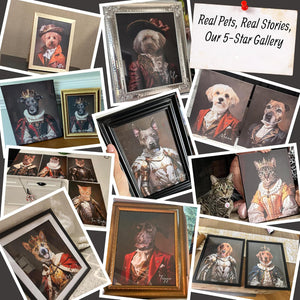 Custom Pet Portrait from Photo,Cat/Dog Memorial Gifts,Personalized Dog Wall Art poster/canvas in Royal Oil Painting Style,Funny dog Portraits (King)