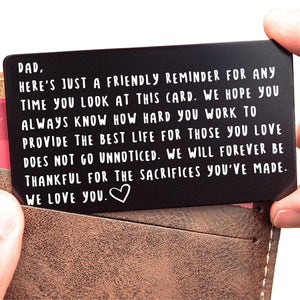 Wallet Card for Dad Birthday, Valentine's, and Father's Day Gift from Son or Daughter, New Dad Keepsake, Best Dad Ever, Meaningful and Unique Gift for Fathers