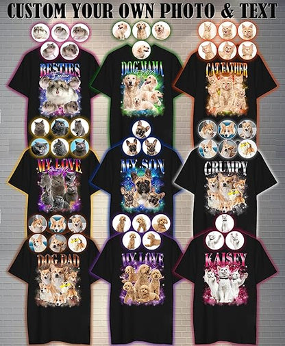 Custom Bootleg Rap Tee Shirt for Women & Men - Custom Face & Photo Picture Shirt Gift Idea for Couples, Family & Friends