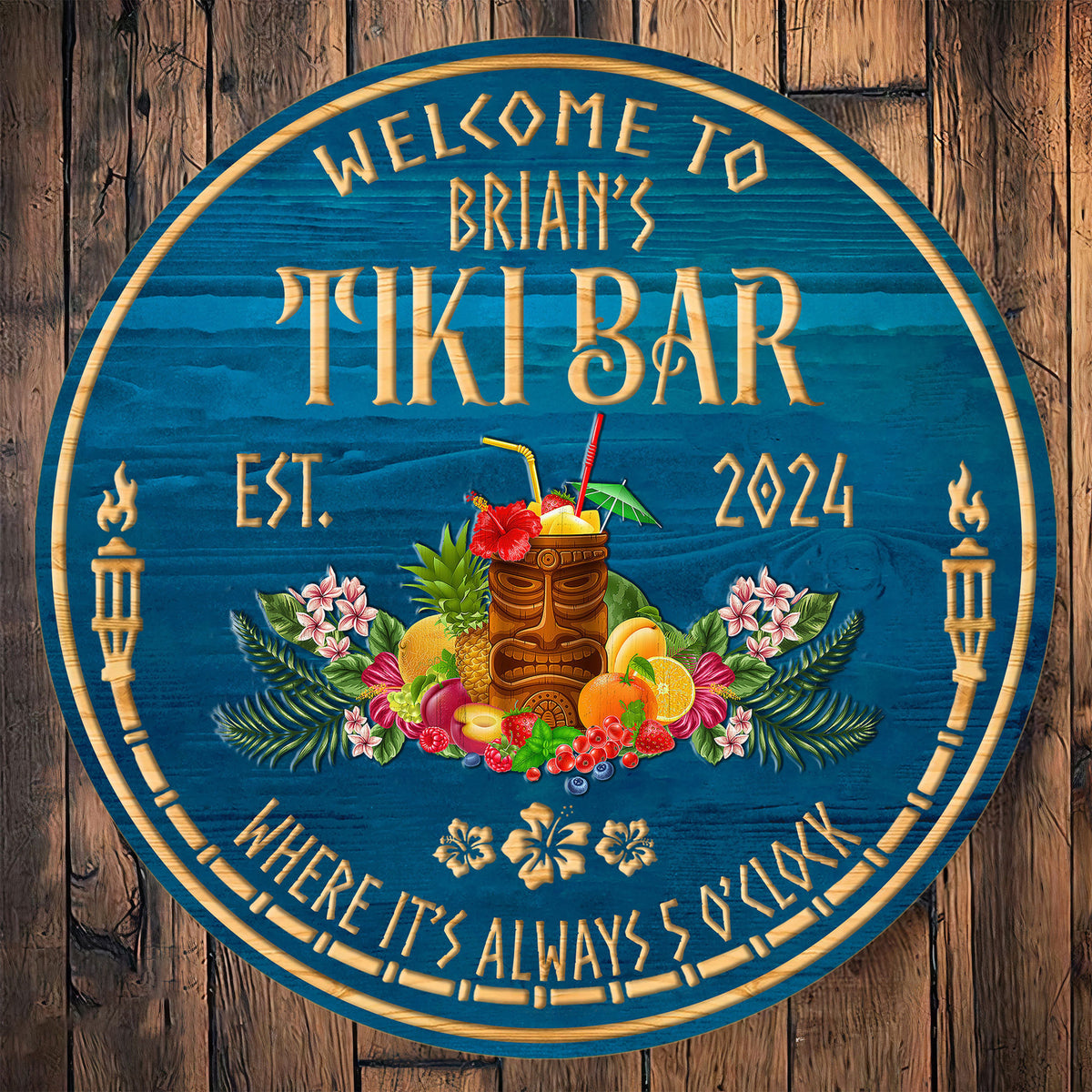 Personalized Tiki Bar Sign, Round Wood Decor for Outdoor Bar 92296c90-d9a7-4bb4-9e88-2882b20d27e4-5.jpg