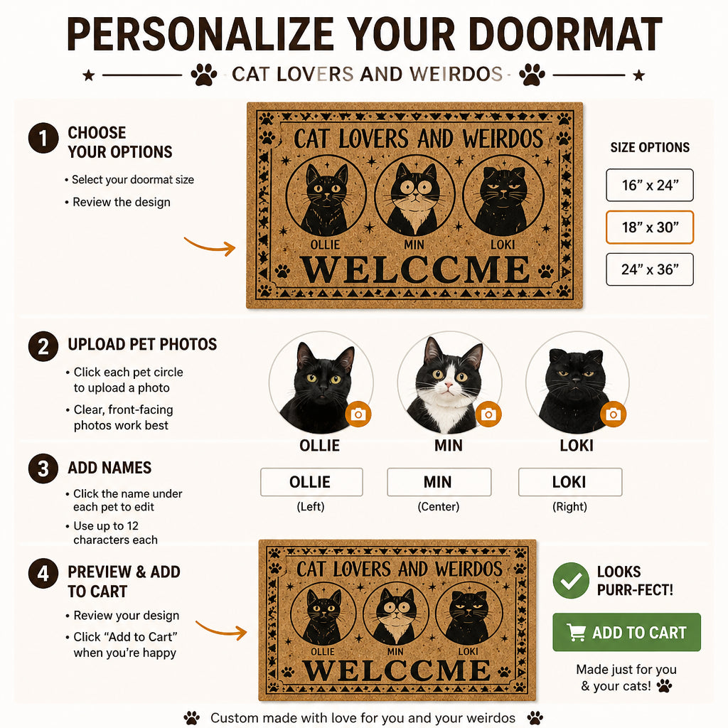 Cat Lovers And Weirdos Welcome — Custom 3-Pet Doormat - Personalized Doormat 923c3e0b-a7f9-4e70-b6f5-e1ac35011bdd.jpg