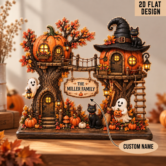 Personalized Halloween Pumpkin TreeHouse Wooden Standing, Custom Family Name Sign, Spooky Season Desk Plaque, Gothic Halloween Decoration 9245db10-de03-4df3-a757-cca333da8c9f-47b960b7-f21e-4b58-881c-b30d7f1d6164.png