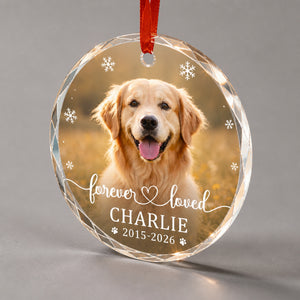 Pet Memorial Crystal Ornament – Forever Loved (Photo, Name & Years) - Personalized Crystal Ornament 92477e78-56a7-44e8-abad-6c1b2164467e.jpg