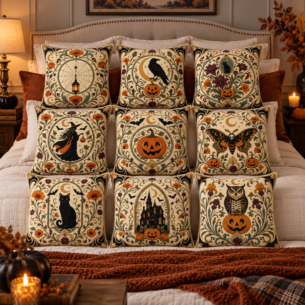 Vintage Halloween Pillow Cover, Art Nouveau Black Cat Witch Pumpkin Gothic Decor, Double-Sided Square Cushion Cover 9253af47-d4b9-4419-9ada-422c65fdf5bb-33f9846d-3f0b-4a3f-8585-712218e13487.png