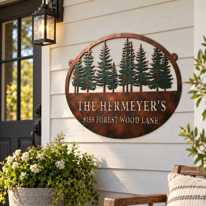Custom Metal Address Sign, Personalized Family Name Plaque, Pine Tree Outdoor Wall Decor For Cabin 9268d79d-821e-48c9-88a2-6ef7d75bd545-6887158e-3324-499b-8ca7-cad09363ca36.png