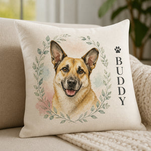 Custom Watercolor Pet Portrait Pillow – Upload Photo + Name - Personalized Pillow 926b8e5f-214c-4c4c-ad08-87e01978f5b4.jpg