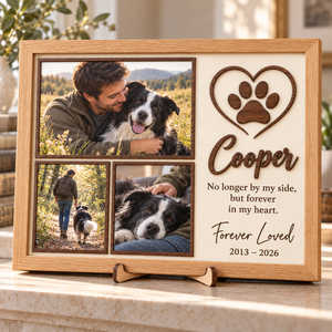 Personalized Dog Memorial Photo Frame, Custom Name Wooden Pet Picture Collage, Forever in My Heart Keepsake, Pet Loss Sympathy Gift 926ed9b7-1218-4502-aa99-0496b87a2bbd-Cooper-s-Forever-Loved-Memorial-Frame-2.png