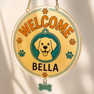 Welcome Pet Name Doormat – Dog Paw Edition - Personalized 1 Layered Suncatcher with Charm 927514c8-5578-41fa-8c6e-1dcda3990be4.jpg