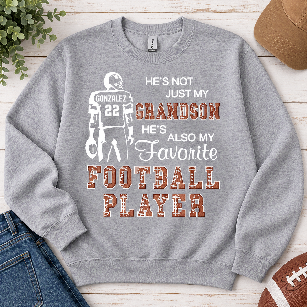 Custom He's Not Just My Grandson He's Favorite Football Player Shirt, Personalized Sports T-Shirt, Game Day Shirt, Football Mom Gift 9279999c-6e0d-4484-9d16-3751d8ea9abd-dff-1-.png