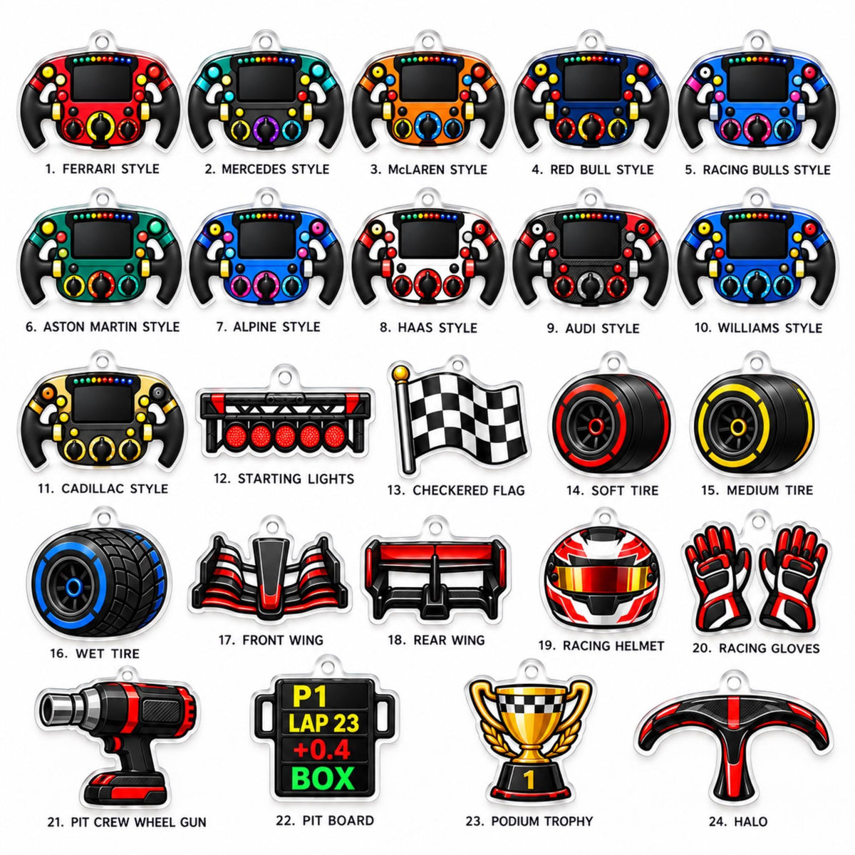 Formula Racing Advent Calendar 2026, 24 Acrylic Racing Ornaments, Steering Wheel, Tire, Helmet & Pit Crew Christmas Gift 929727b7-66c5-4c62-8de4-2cd76a9fe583-il_fullxfull.8595655704_m131.jpg