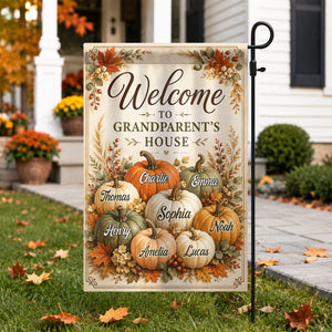 Welcome To Grandparent's House Fall Pumpkin - Personalized Garden Flag - Fall Season Decor Gift, Gift For Grandma, Grandpa 92b44018-5e6c-4056-b4f4-607c42d5f21c-banner-2.jpg