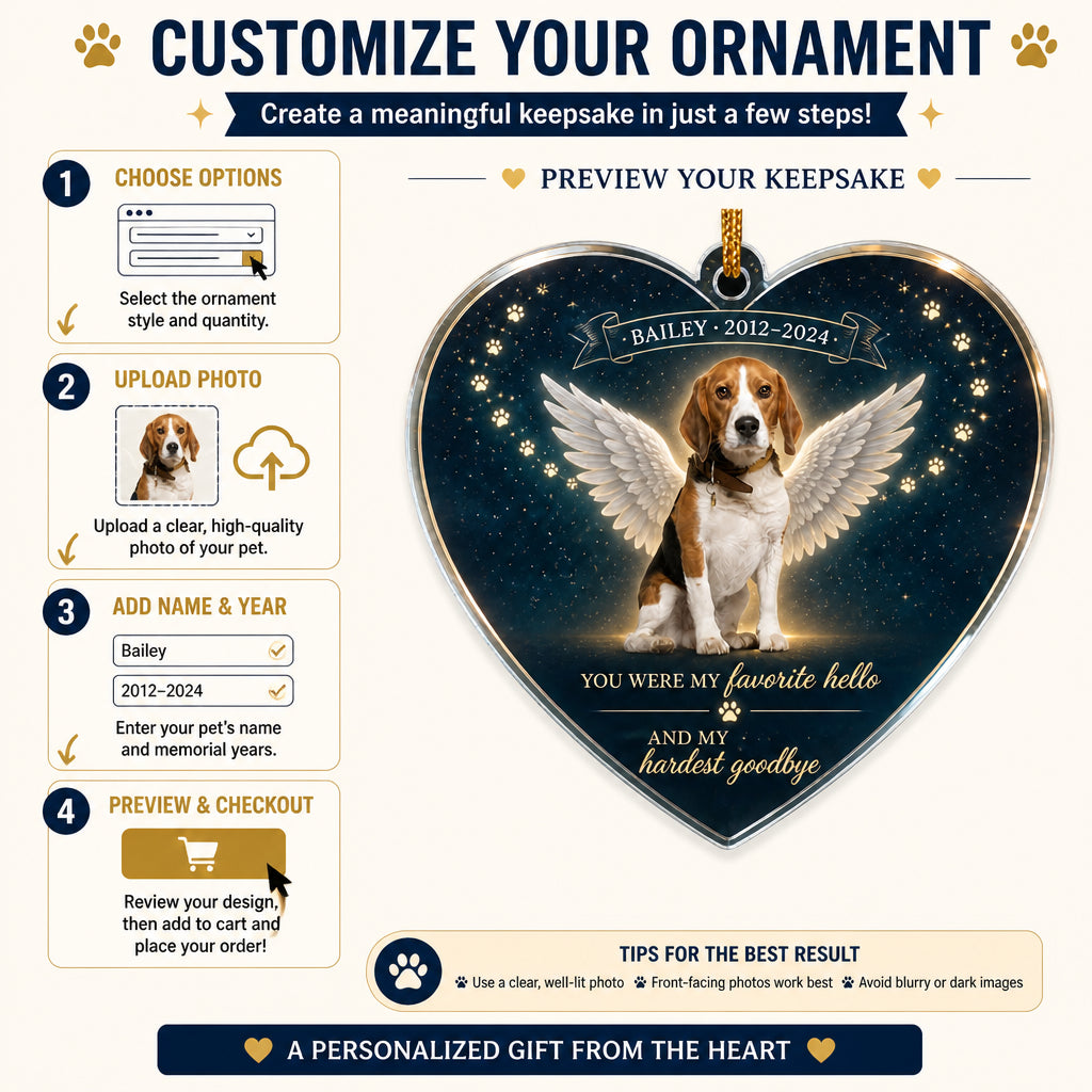 Pet Memorial Heart Acrylic Ornament – Favorite Hello Hardest Goodbye (Photo, Name & Years) - Personalized Transparent Acrylic Ornament 92be5d57-cf96-4203-b196-4fc6d1455535.jpg