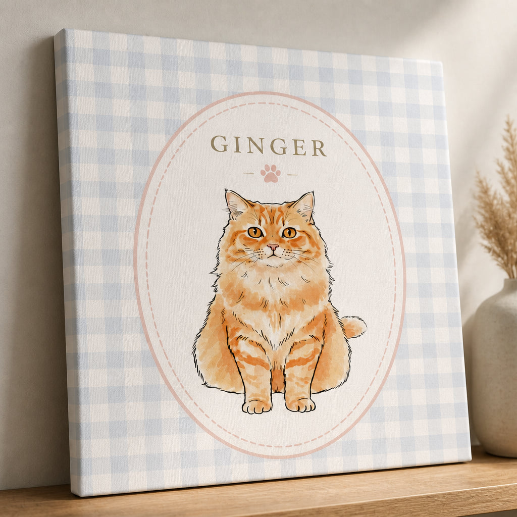 Custom Cameo Gingham Pet Portrait Canvas - Personalized Canvas 92bfe08d-a17f-44e5-bc2a-b61b821210ab.jpg