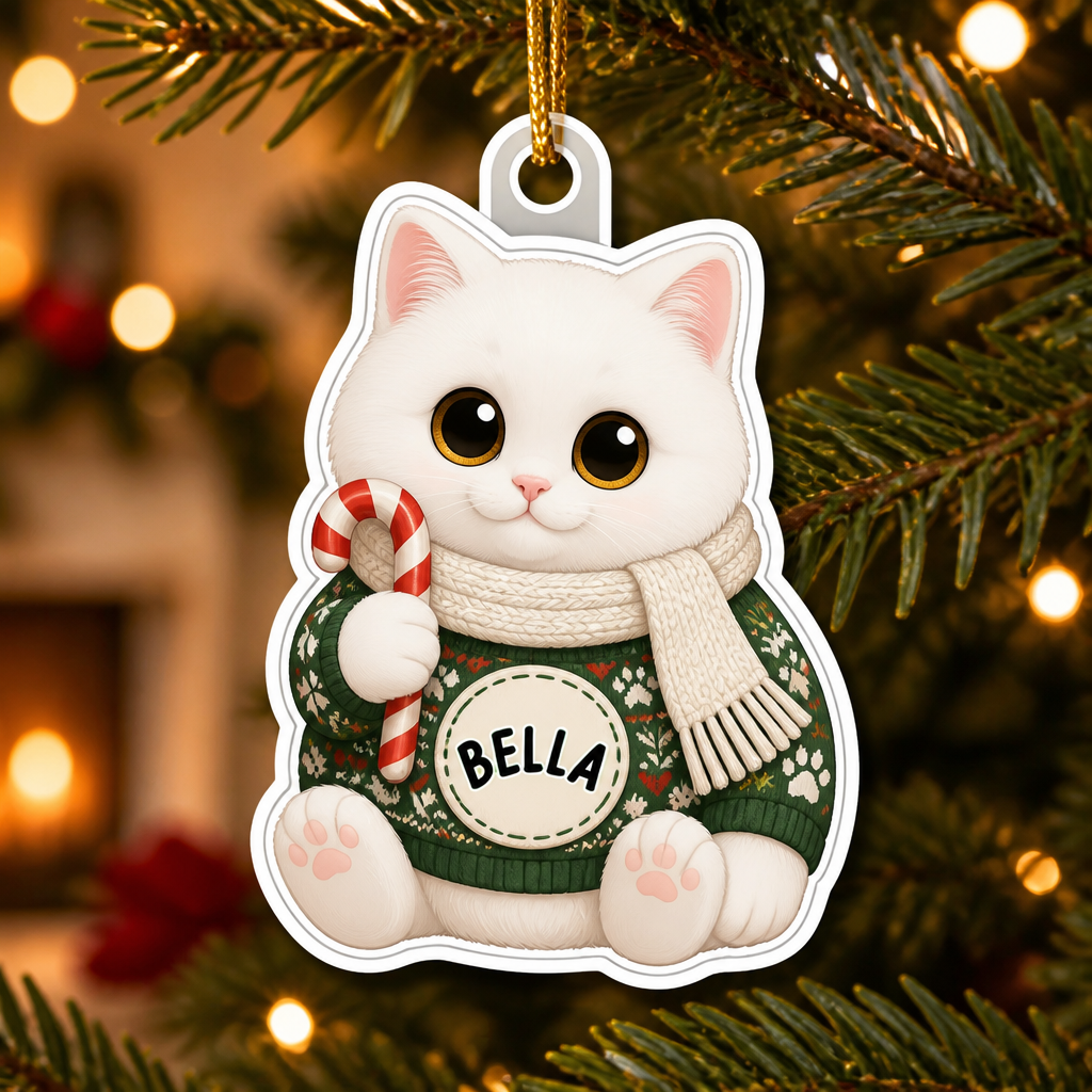 Cozy Cat Sweater Name Ornament - Custom Shape Acrylic - Personalized Laser Cut Custom Shape Ornament 92d26ada-7e58-4f1a-9657-16b02ec3beb9.png