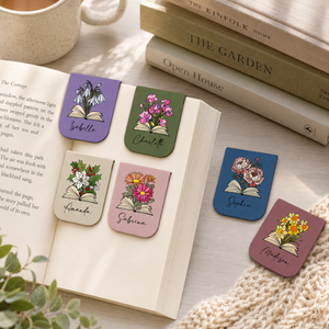 Personalized Magnetic Leather Bookmark, Name Floral Book Lover Gift, Name Leather Bookmark, Birthday Gift For Book Lover, Book Club 92d2ae62-b932-4c1f-923c-ab151a0df266-banner-1.png