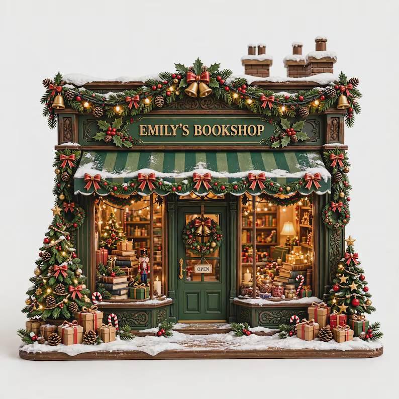 Christmas Bookshop Wooden Block, Cozy Bookstore Christmas Decor, Book Lover Gift, Holiday Shelf Decor, Christmas Village Bookstore 92eb138c-c90d-41cb-bf6f-eec57039d1c1-hgh.jpg