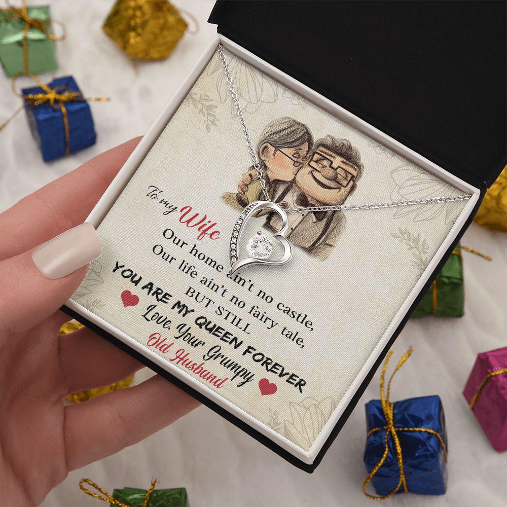 To My Wife You Are My Queen Forever Necklace With Message Card, Gift For Wife,   Meaningful Gift, Love From Husband. 930.jpg