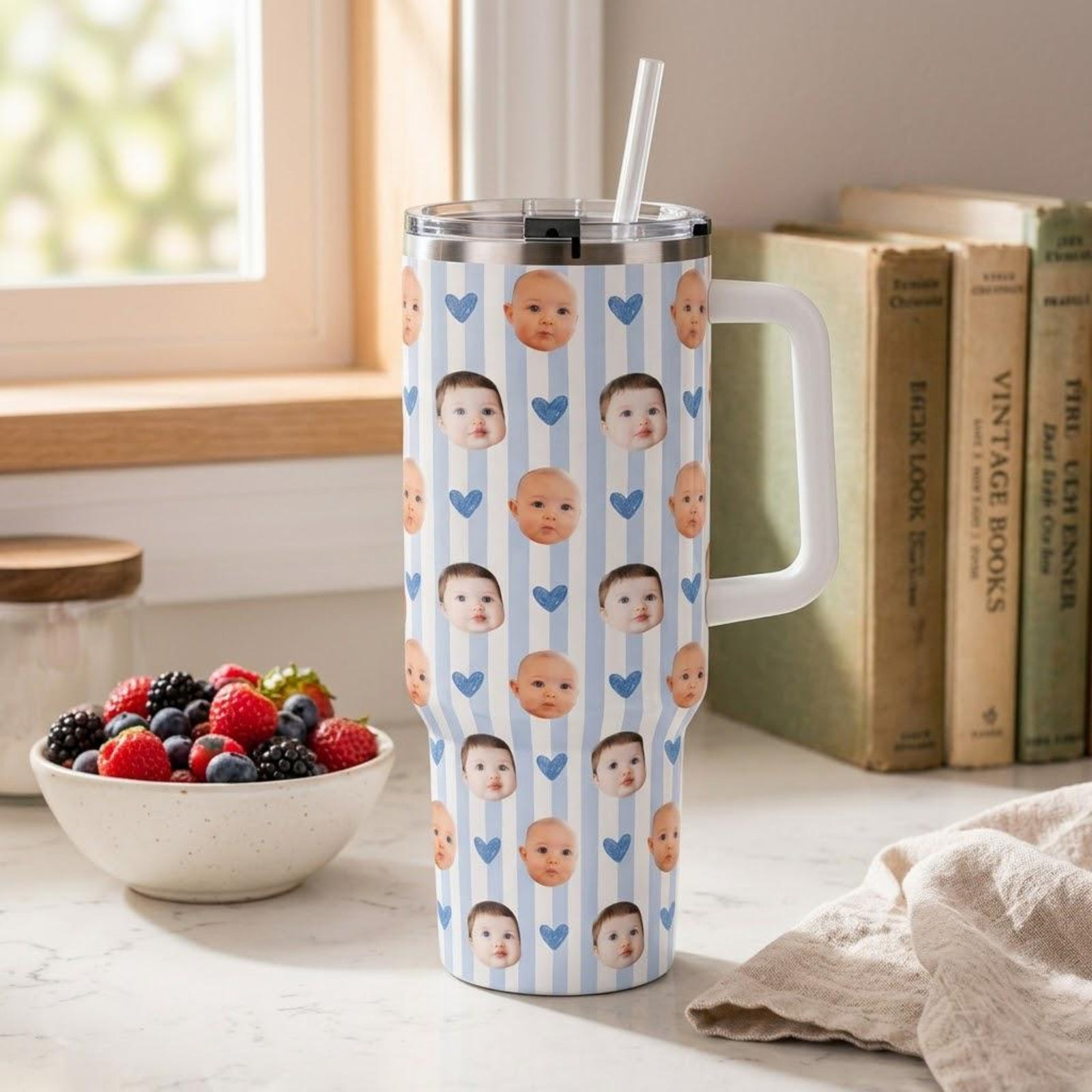 Personalized Baby Face 40oz Tumbler, Striped Baby Photo Cup, New Mom Dad Tumbler, Funny Gift For Grandma Grandpa, Kids Face Keepsake Tumbler 930d295e-6b96-46af-ad08-a05c6ade15aa-3.jpg