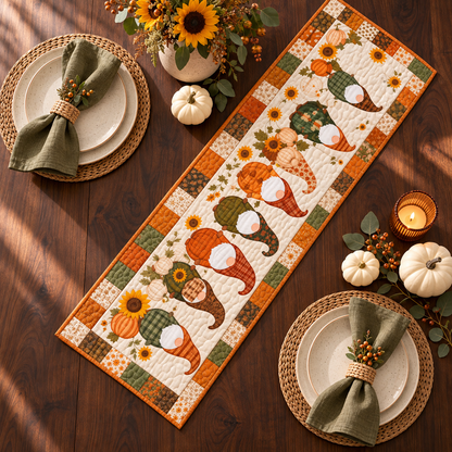 Fall Gnome Family Quilted Table Runner, Pumpkin Harvest Table Runner, Autumn Farmhouse Table Decor, Thanksgiving Decor, Gnome Lover Gift 93197bd8-789d-4912-903f-f5715d0baf93-banner-3.png