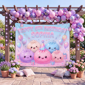 Custom Dumpling Birthday Backdrop, Kawaii Bao Tapestry for Girls, Pastel Little Dumpling Party Banner, Personalized Kids Photo Booth Prop 9325ce94-1bd2-4fbe-9e5a-4fb8b2f0b54a-1.jpg