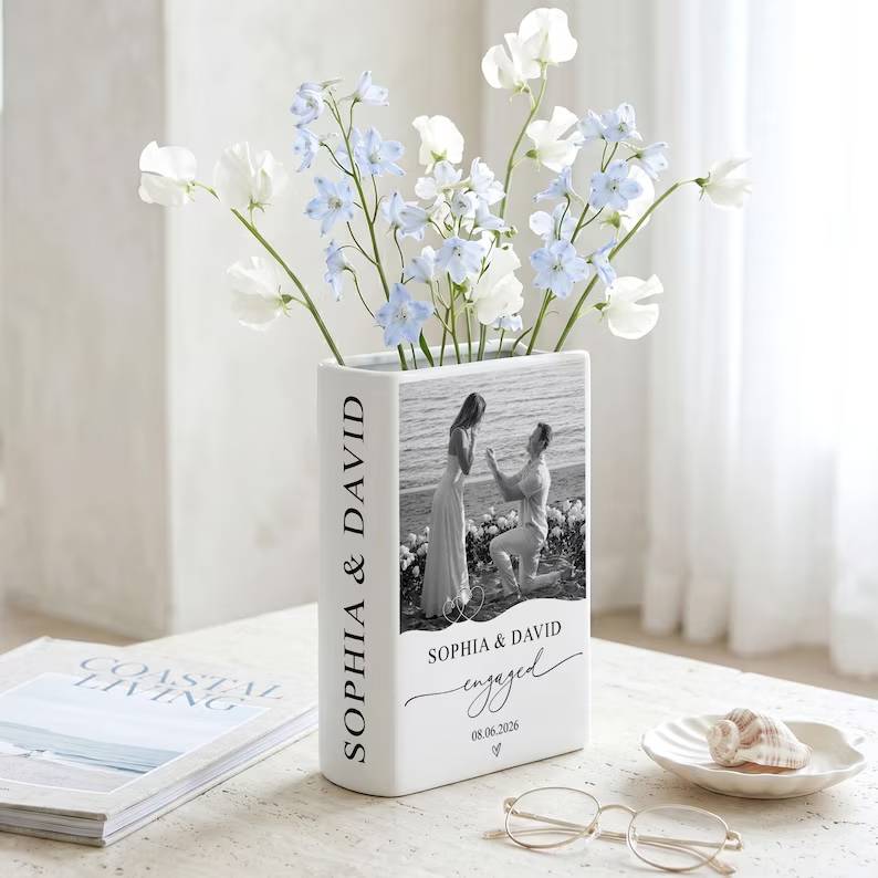 Personalized Photo Engagement Gift, Custom Engaged Ceramic Book Vase, New Engaged Couple Gift, Photo Wedding Engagement Gifts For Couple 932ea8dd-b141-43ca-93fe-c639994d5569-hghghg-8-.jpg