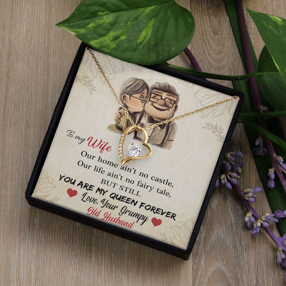 To My Wife You Are My Queen Forever Necklace With Message Card, Gift For Wife,   Meaningful Gift, Love From Husband. 933.jpg