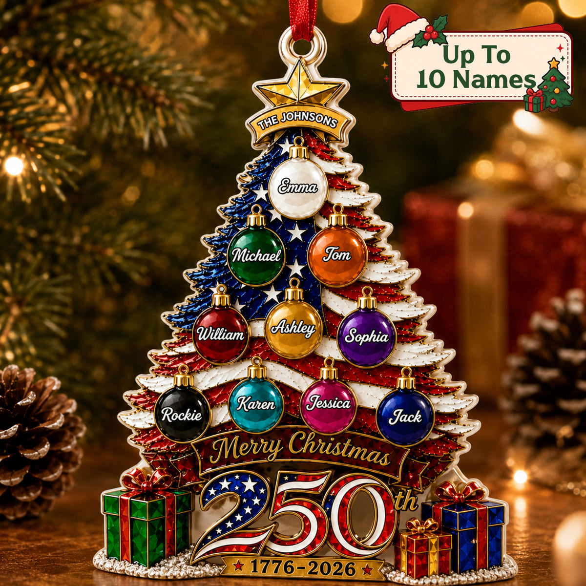 Personalized Merry Christmas America Turns 250 Ornament - Real 3D Raised Ornament 93422f68-5874-45f5-8e3d-1b22d58369be-banner-1.jpg