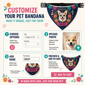 Custom Día de los Muertos Pet Portrait Bandana - Personalized Pet Bandana Collar With Adjustable Buckle 93520e82-4b88-4de3-8a71-484a8cf69472.jpg