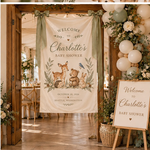 Personalized Woodland Baby Shower Welcome Sign Fabric Banner Custom Baby Shower Entrance Sign Woodland Animals Party Decor 93883fb3-dfed-453e-bcc8-2ffdbcaf9695-mockup_set2_image4.png