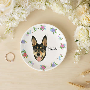 Personalized Dog Portrait Ring Dish, Pet Memorial Gift, Floral Ceramic Jewelry Dish 938ba8e9-f904-499a-93f6-52814f79fc28-7.jpg