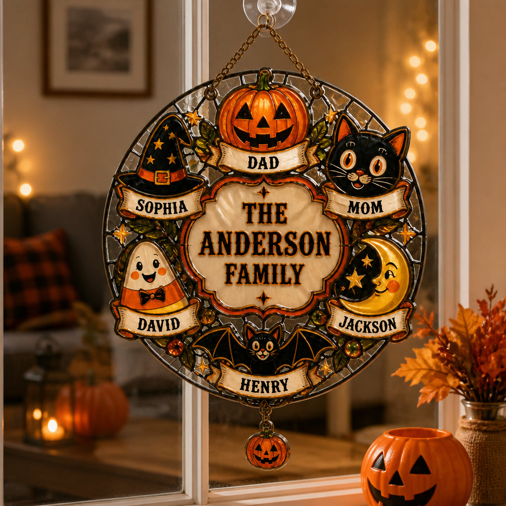 Personalized Halloween Family Wreath Metal Sign - Personalized 1 Layered Suncatcher with Charm 93b6e778-0e01-40c7-ae84-0f7fe1cbfd88.jpg