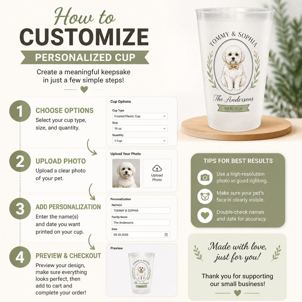 Wedding Pet Portrait Frosted Cups — Couple Names, Family Name & Date - Personalized Plastic Frosted Water Cup 93c6def8-3711-42a5-9897-71bc166e0104.jpg