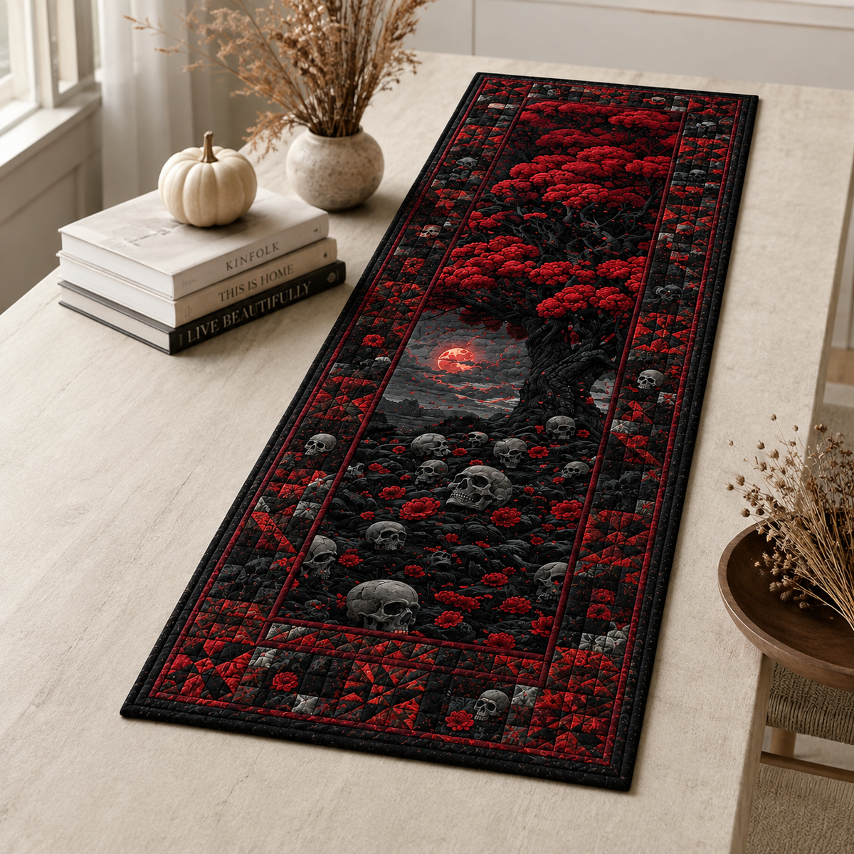 Red Moon Skull Tree Quilted Table Runner, Gothic Halloween Table Decor, Dark Red Floral Skull Kitchen Runner 93dd5d80-0777-49e6-8c65-aa6a2ea9d733-Image-Aug-13-2026-03_06_27-PM-4-.png