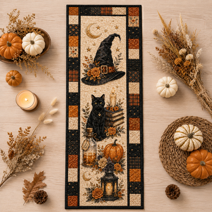 Witchy Halloween Quilted Table Runner, Black Cat Witch Hat & Pumpkin Patchwork Runner, Gothic Fall Table Decor 93f6fda3-bd9d-48ae-8d13-7506512485ca-Image-Aug-13-2026-01_39_53-PM-3-.png