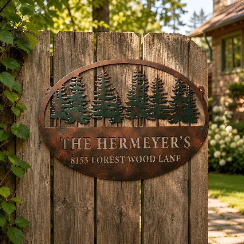 Custom Metal Address Sign, Personalized Family Name Plaque, Pine Tree Outdoor Wall Decor For Cabin 93fda048-7771-44c1-80a3-1b9175e5b567-fhgre-2-.jpg