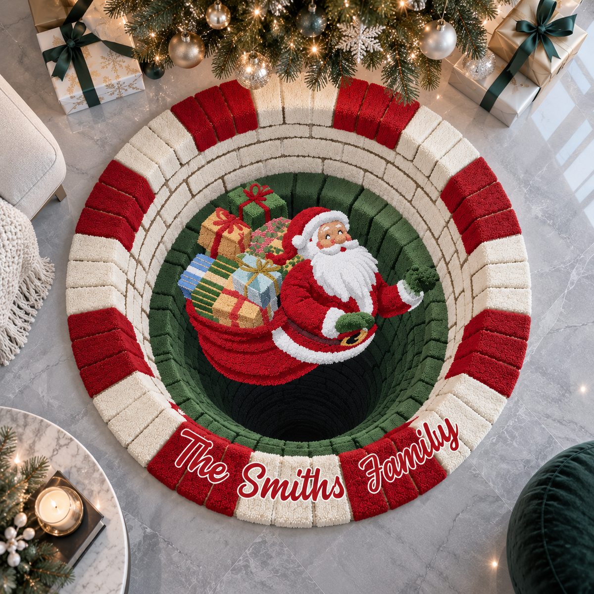 Personalized Santa Chimney Quilted Carpet – 3D Illusion Round Christmas Rug with Custom Family Name 940f96e5-3a52-4436-9db1-cfcc76c65da5-mui.png