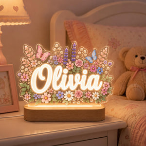 Personalized Floral Name Night Light, Custom Butterfly LED Lamp, Baby Girl Nursery Decor, Flower Nightlight, Baby Shower Gift for Girl 942473bf-0d53-4b44-aadf-cde3b3fd6542-3.jpg