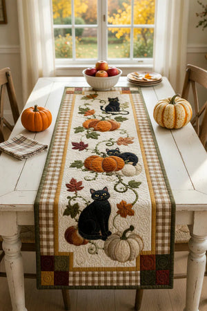 Black Cat Pumpkin Quilted Table Runner, Fall Harvest Table Decor, Autumn Patchwork Runner, Farmhouse Halloween Decor, Cat Lover Gift 94263e79-e3ad-43cb-9add-81d3e6976521-hjgy-4-.webp