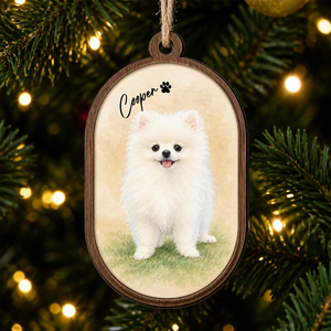 Custom Watercolor Pet Portrait Wood Ornament – Name & Paw - Personalized 3-Layered Wood Ornament 9436cbdf-17eb-40f4-9e38-823e5a612add.png