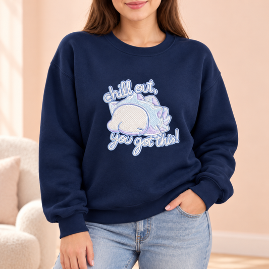 Embroidered T-shirt Sweatshirt Dragon Hoodie, Frosty Bug, Cuteness, Gift For Her, Hims, Kids 94404ae6-5fa7-4551-8f07-3dffae4a8995--o-n-xanh-navy-th-u-ch-Chill-out-2.png
