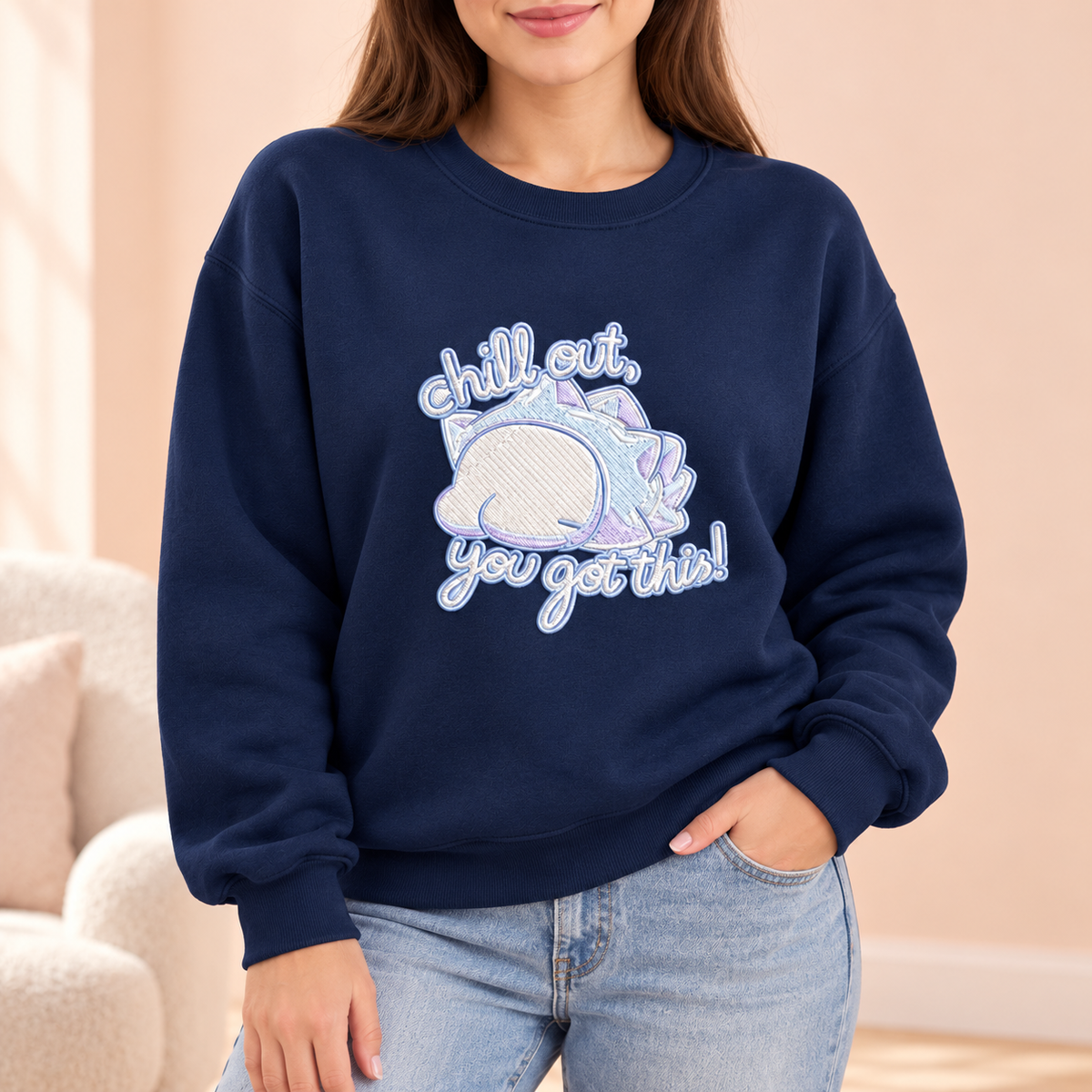 Embroidered T-shirt Sweatshirt Dragon Hoodie, Frosty Bug, Cuteness, Gift For Her, Hims, Kids 94404ae6-5fa7-4551-8f07-3dffae4a8995--o-n-xanh-navy-th-u-ch-Chill-out-2.png