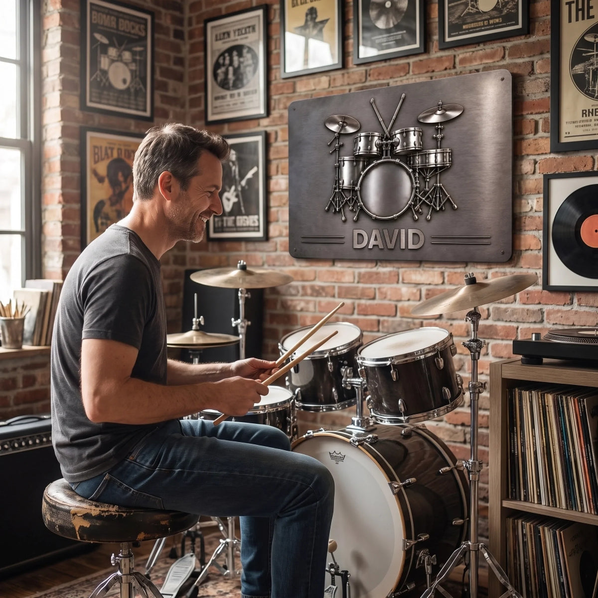 Drums Are My Therapy - Personalized Metal Sign, Gift For Drum Lovers, Brushes Silver Metal Sign 94614e0b-d3ba-4ed1-8af4-e3cf55d34b9e-6aa2dab2af116.jfif