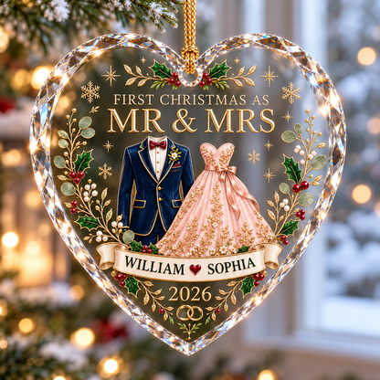 Personalized First Christmas as Mr & Mrs Ornament, Custom Names and Year Heart Wedding Keepsake, Newlywed Couple Gift, Christmas Tree Decor 9489c769-ca5a-4173-bfeb-2a11e56ab350-Personalized-first-Christmas-wedding-ornament-3.png
