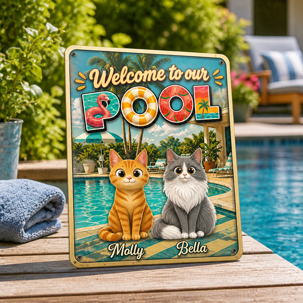 Welcome To Our Pool - Custom Pets Metal Sign - Personalized Metal Sign 948a08ee-f0d8-48dd-981a-a9eeffb39027.jpg