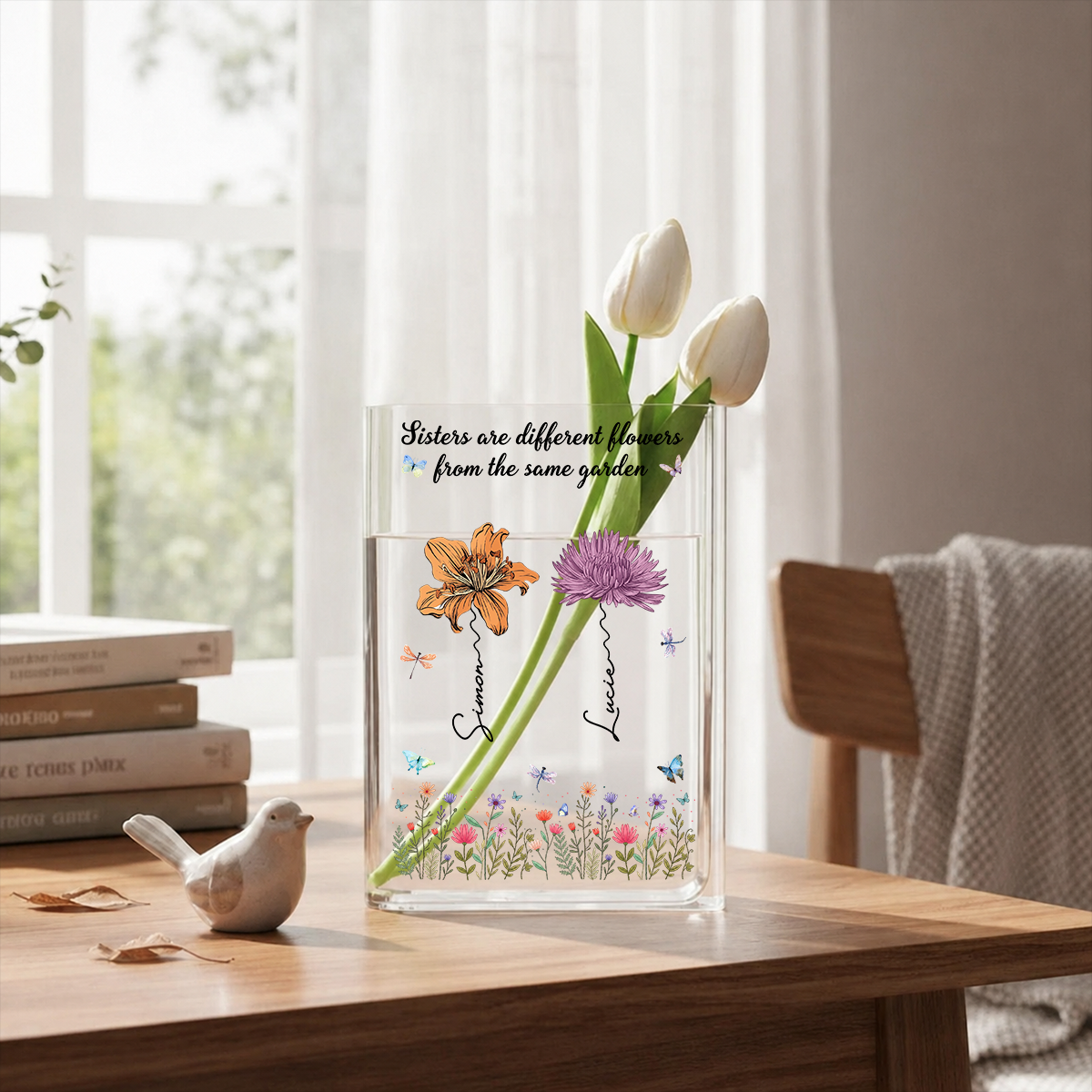 Sisters Are Different Flowers From The Same Garden - Acrylic Book Vase for Flowers, Transparent Flower Vase for Home Decor 94a9f272-9013-474d-9de0-dc95076c2c67-2.png